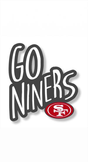白色背景上顯示Go Niners文字及舊金山49人隊標誌。 — 美式足球 壁紙