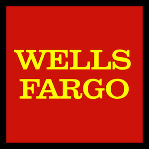 Wells Fargo 標誌，黃色文字在紅色背景上 — 簡約 壁紙