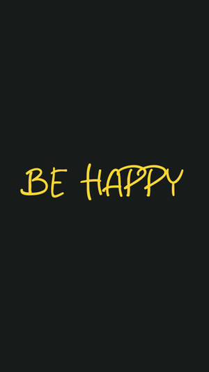 黃色手寫文字「be happy」在黑色背景上 — 乾淨 壁紙