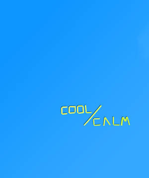 藍色背景，黃色文字顯示 cool calm，以斜線分割。 — Galaxy Z Fold 5 壁紙