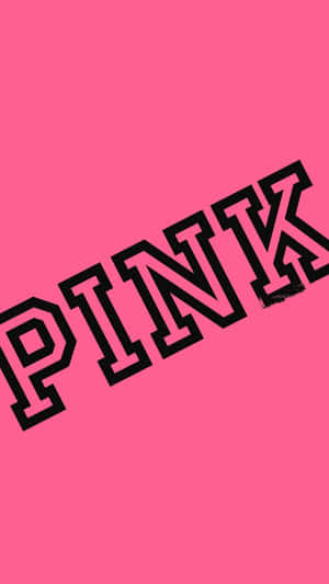 純色粉紅背景上的粗體黑色 PINK 文字 — 粉紅色 壁紙