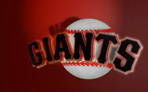 3D Giants 棒球標誌，帶有紅色縫線，背景為紅色 — 運動 壁紙