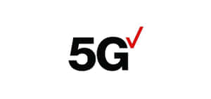 白色背景上帶有紅色勾號的5G標誌 — 威訊 壁紙