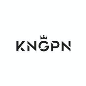 白色背景上，O 上方有皇冠的黑色文字標誌 KNOPN。 — Off white 標誌 壁紙
