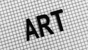 白色網格背景上的黑色 ART 字母 — 簡約暗黑美學 壁紙