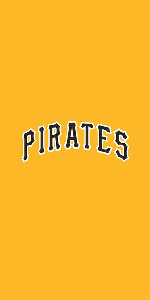金黃色背景，帶有白色輪廓的黑色拱形Pirates文字。 — 匹茲堡海盜 壁紙