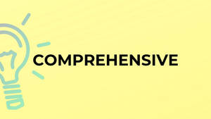 黃色背景上燈泡圖示旁邊的粗體單詞 comprehensive — 燈泡 壁紙