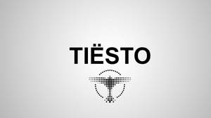 黑色 TIËSTO 文字與虛線標誌，淺灰色漸變背景 — 提雅斯多 壁紙