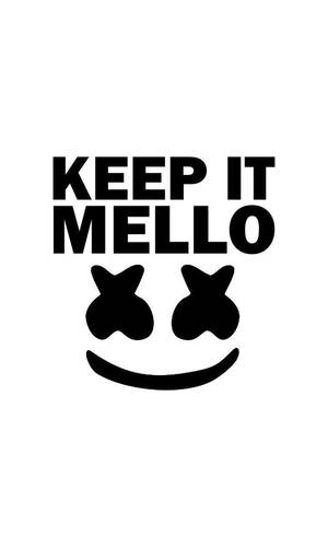 白色背景上，笑臉上方有黑色文字 KEEP IT MELLO。 — Marshmello iPhone 壁紙