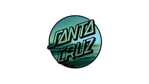 Santa Cruz標誌，帶有海浪和藍綠色漸層背景。 — 海灘度假 壁紙