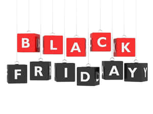 懸掛的紅色和黑色方塊拼出 BLACK FRIDAY，用於銷售推廣。 — 4:3 壁紙