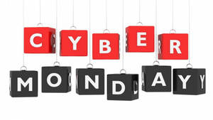懸掛的紅色和黑色立方體拼出 Cyber Monday 以進行銷售推廣。 — 簡約 壁紙