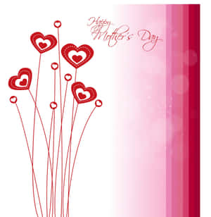 紅色心形花朵帶縫合輪廓，粉紅色漸變背景，用於母親節問候。 — Galaxy Z Flip7 FE 壁紙