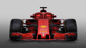紅色法拉利F1賽車正面，灰色背景上有贊助商標誌 — F1 2019 壁紙