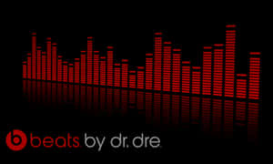 黑色背景上帶有 Beats by Dr Dre 標誌的紅色音頻等化器條。 — 美學音樂 壁紙