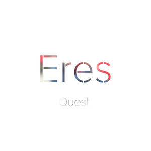 白色背景上帶有漸變紅藍文字的 Eres Quest 標誌。 — 品牌 壁紙