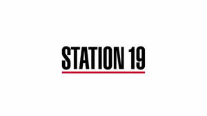 白色背景上帶紅色底線的粗體黑色文字 Station 19 標誌。 — 19號消防站 壁紙