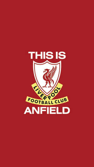 利物浦足球俱樂部會徽及文字「This is Liverpool Football Club Anfield」在紅色背景上 — 曼聯標誌 壁紙