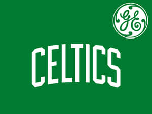 綠色背景配白色Celtics文字及GE標誌 — 湖人隊標誌 壁紙