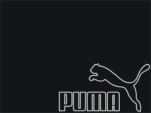 黑色背景上跳躍貓剪影的Puma標誌 — 噗卡 壁紙