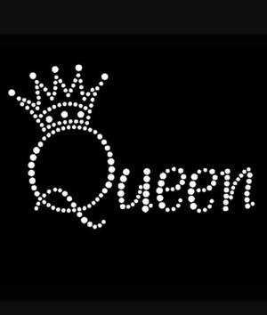黑色背景上，閃亮水鑽設計拼出「Queen」字樣，上方有皇冠。 — 皇冠 壁紙
