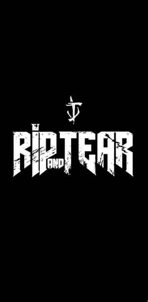 黑色背景，白色風格化文字寫著「RIPTEAR AND」，上方有一個符號。 — 省電 壁紙