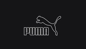 Puma品牌標誌，帶有跳躍貓剪影，黑色背景 — 噗卡 壁紙