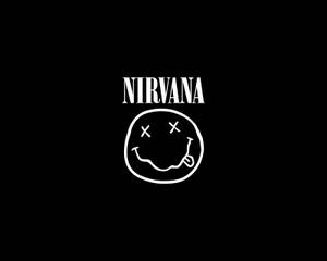 Nirvana 樂隊標誌，黑色背景上帶有笑臉 — 涅槃 壁紙