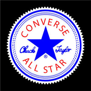 Converse All Star 標誌，藍色星星和紅色文字，黑色背景。 — Converse 標誌 壁紙