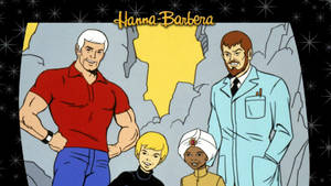 四個 Hanna-Barbera 卡通角色在岩石背景前英勇地擺姿勢。 — 山景 壁紙