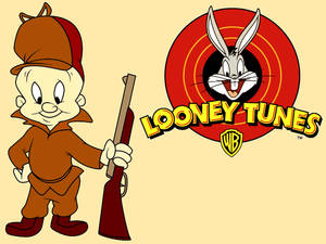 賓尼兔在靶心，有 Looney Tunes 標誌，獵人持步槍。 — 樂一通 壁紙