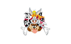 一群經典 Looney Tunes 卡通角色微笑並一起擺姿勢。 — 西樂薇 壁紙
