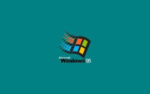 Windows 95 標誌，在青綠色背景上帶有像素化視窗 — 洛米安傳奇 壁紙