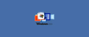 藍色背景上的Windows 2000操作系統標誌 — 2000年代 壁紙