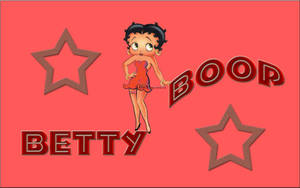 Betty Boop 卡通角色身穿紅色連衣裙，帶有星星和名字文字，背景為粉紅色 — 芭比美人魚 壁紙