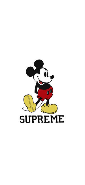 米奇老鼠在Supreme標誌下方行走 — Galaxy A37 壁紙