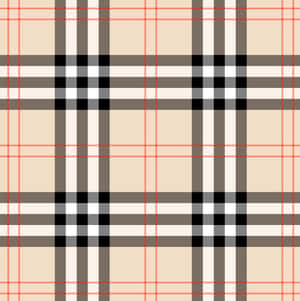 經典米色格子圖案，帶有黑色、灰色和珊瑚色條紋。 — Burberry 壁紙