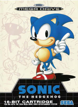 Sonic the Hedgehog穿著經典藍紅服裝向上指。 — OnePlus Pad Go 2 壁紙