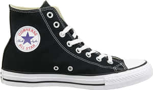 黑色Converse Chuck Taylor All Star高筒運動鞋，白色鞋帶和橡膠鞋頭。 — Converse 壁紙