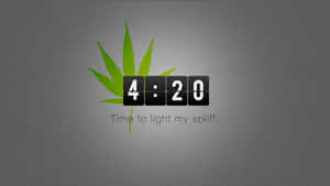 綠色大麻葉在數位時鐘後面，時鐘顯示4:20，下方有文字。 — 迷幻 壁紙