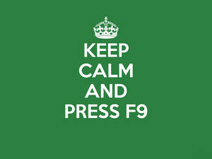 綠色背景上的皇冠與Keep calm and press F9文字 — 簡約 壁紙