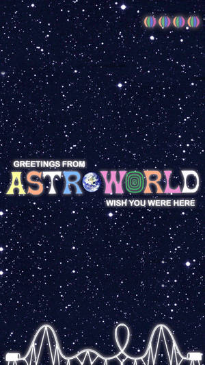 帶有AstroWorld標誌和雲霄飛車輪廓的星空。 — 崔維斯·史考特 天文世界 壁紙