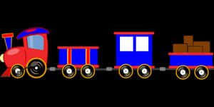 繽紛卡通火車插畫