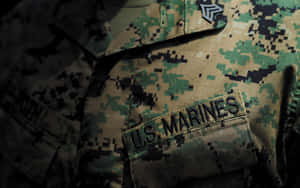 迷彩制服布料上的美國海軍陸戰隊徽章 — 軍事動圖 壁紙