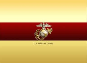 美國海軍陸戰隊徽章置於紅金背景上，附有文字。 — 美國陸軍 GIF 壁紙