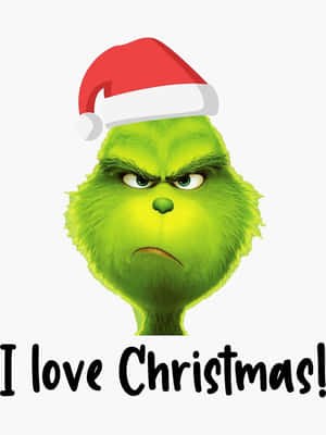 聖誕怪傑戴聖誕老人帽，憤怒面容，文字 I love Christmas! — 鬼靈精 壁紙