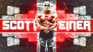 摔角手 Scott Steiner 戴著太陽眼鏡，搭配大膽的紅黑圖形背景。 — 運動風 壁紙