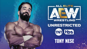 摔角手 Tony Nese 在 AEW 品牌前交叉雙臂擺姿勢。 — 摔角 壁紙