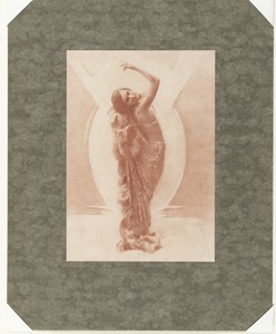雅各布·默克爾巴赫的《舞動的女子》，創作於1920年至1940年間，紙本及溴油工藝。下載這幅藝術作品作為桌面、平板或手機的高解析度桌布。