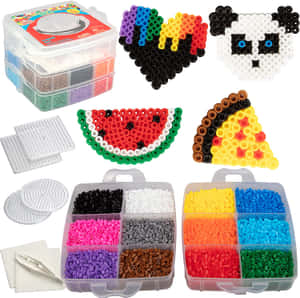 Perler珠子工藝套裝，配有色彩繽紛的設計和珠子容器。 — 珠寶 壁紙